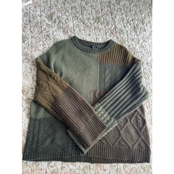 Women's Abel Green Brown Patchwork Sweater Size M - Picture 12 of 12